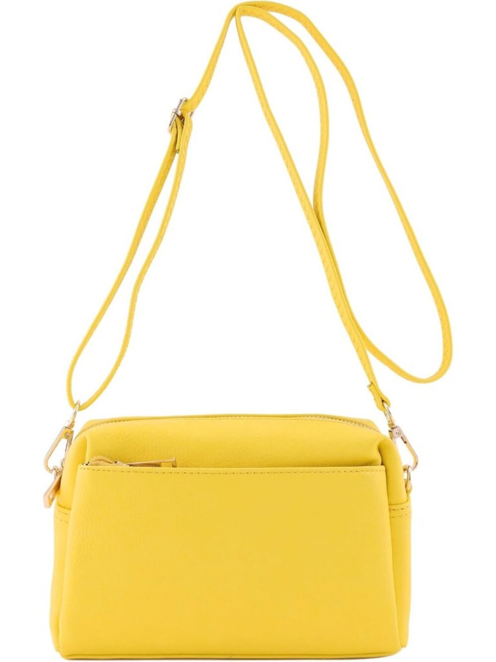 Women's Yellow Triple ZIP Small Lightweight Shoulder Purse Crossbody Bag